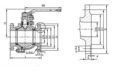 鑄鋼法蘭球閥結(jié)構(gòu)圖